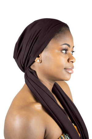 Chocolate Brown - Women Soft Stretch HeadWrap Turban