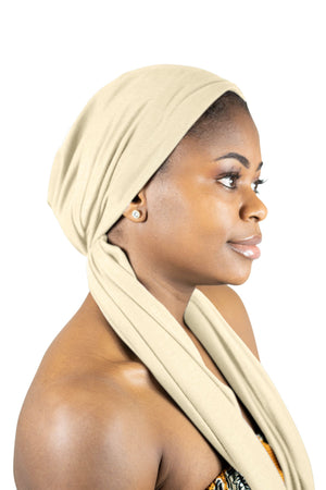 Cream white - Women Soft Stretch HeadWrap Turban