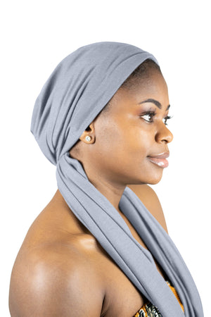 Silver - Women Soft Stretch HeadWrap Turban